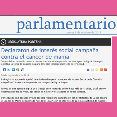 Declararon de Interés Social Campaña contra el Cáncer de mama